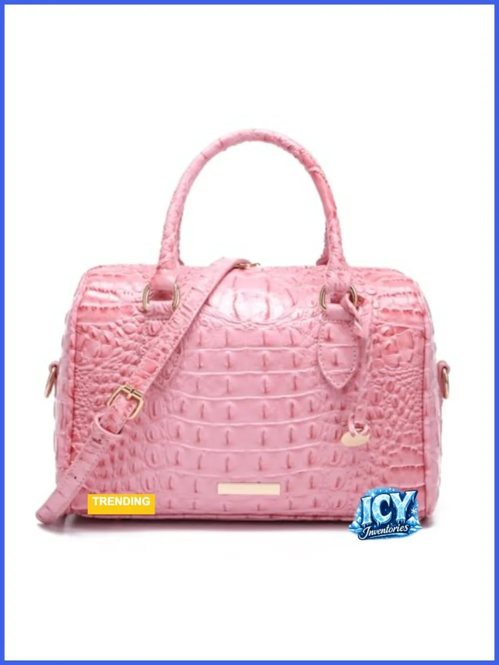 Vegan Leather Crocodile Embossed Tote Handbag Women Top Handle Satchel